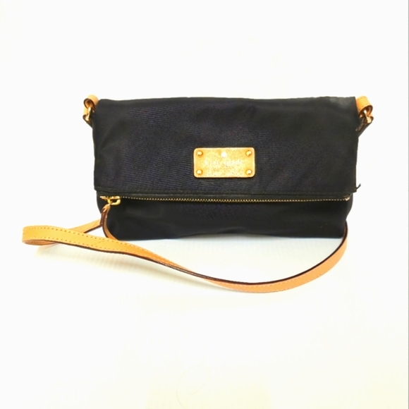 kate spade Handbags - Kate Spade Black and Tan Crossbody Bag Polka Dot Interior Nylon